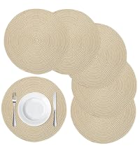 Homaxy Cloths Placemats for Dining Table Set of 6, Heat Resistant Washable Cotton Linen Blend Table Mats, Easy to Clean Place Mats for Indoor Outdoor Party Kitchen Decoration, 13