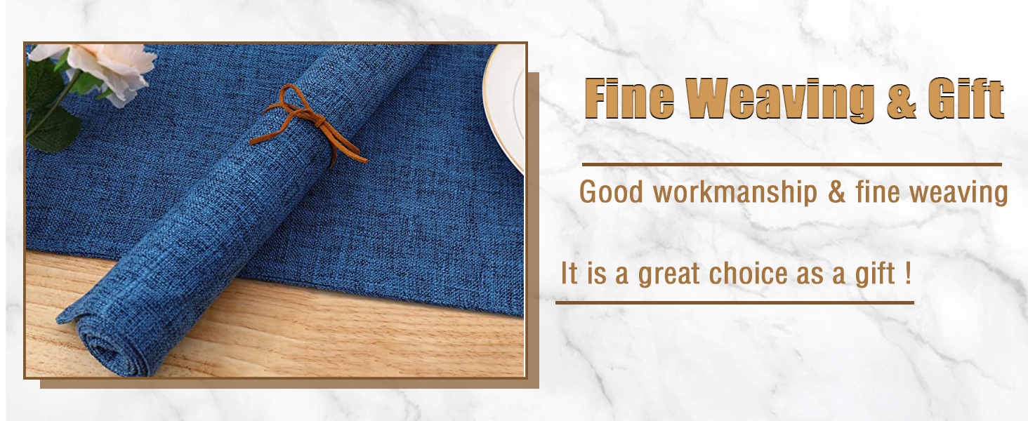 Homaxy Cloths Placemats for Dining Table Set of 6, Heat Resistant Washable Cotton Linen Blend Table Mats, Easy to Clean Place Mats for Indoor Outdoor Party Kitchen Decoration, 13