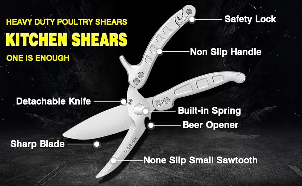 Kitchen Shears Heavy Duty Poultry Shears Meat Cutting Dishwasher Safe and Stainless Food Kitchen Scissors for Chicken Turkey Thanksgiving,Burgundy