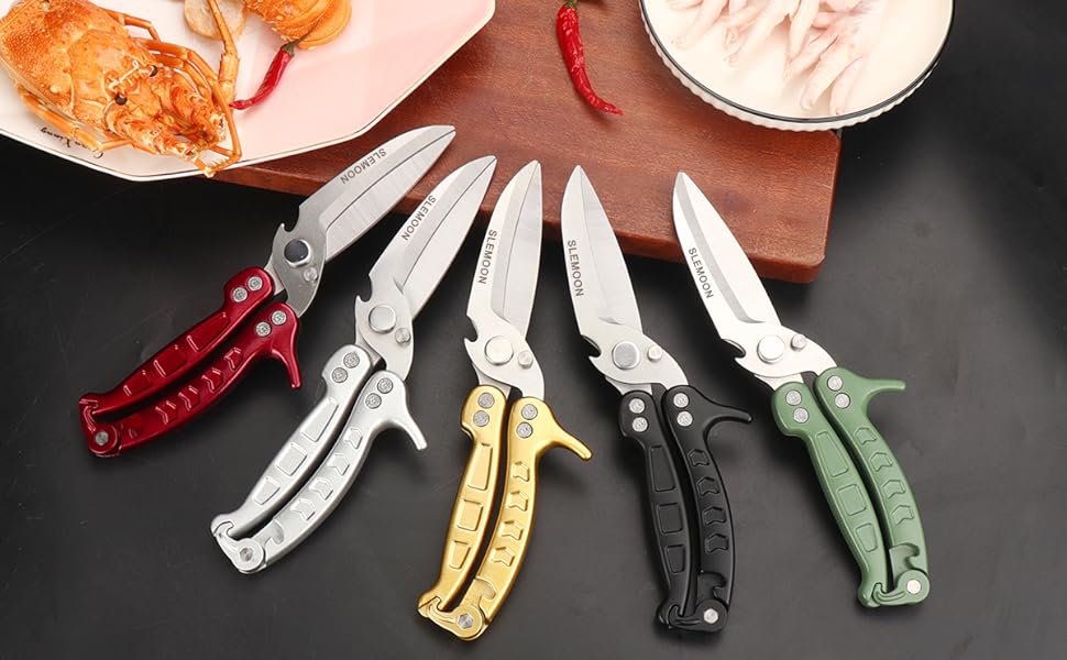 Kitchen Shears Heavy Duty Poultry Shears Meat Cutting Dishwasher Safe and Stainless Food Kitchen Scissors for Chicken Turkey Thanksgiving,Burgundy