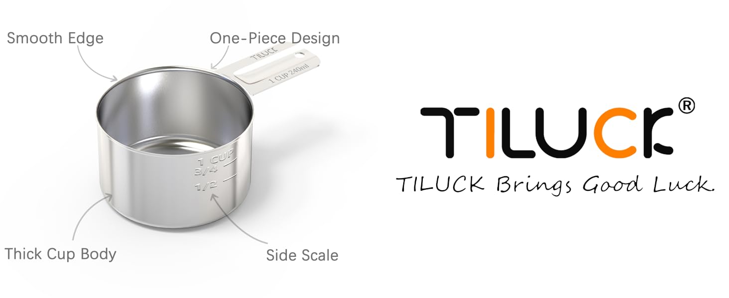 TILUCK Stainless Steel Measuring Cups & Spoons Set,Coffee Scoop Spoon,Kitchen Gadgets for Cooking & Baking,Set of