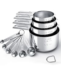 TILUCK Stainless Steel Measuring Cups & Spoons Set,Coffee Scoop Spoon,Kitchen Gadgets for Cooking & Baking,Set of