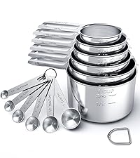 TILUCK Stainless Steel Measuring Cups & Spoons Set,Coffee Scoop Spoon,Kitchen Gadgets for Cooking & Baking,Set of