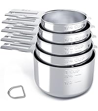 TILUCK Stainless Steel Measuring Cups & Spoons Set,Coffee Scoop Spoon,Kitchen Gadgets for Cooking & Baking,Set of
