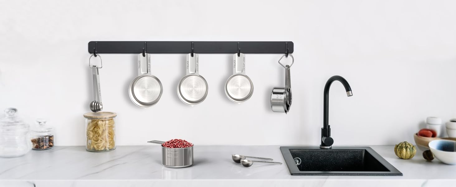 TILUCK Stainless Steel Measuring Cups & Spoons Set,Coffee Scoop Spoon,Kitchen Gadgets for Cooking & Baking,Set of