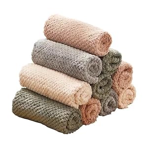 K&janet6am Dish Towels for Kitchen, 8 Pack Premium Coral Velvet Dish Cloths for Washing Dishes, Super Absorbent Coral Fleece Cleaning Cloths, Nonstick Oil Washable Fast Drying Rags