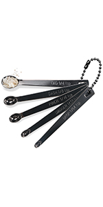 16 Pcs Stainless Steel Measuring Cups and Measuring Spoons Set, Heavy Duty Metal Measuring Cups and Scoops for Kitchen Cooking Baking Includes 5 Cups, 6 Tbsp Tsp Spoons & 5 Mini Spoons(BLK)