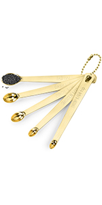 16 Pcs Stainless Steel Measuring Cups and Measuring Spoons Set, Heavy Duty Metal Measuring Cups and Scoops for Kitchen Cooking Baking Includes 5 Cups, 6 Tbsp Tsp Spoons & 5 Mini Spoons(BLK)