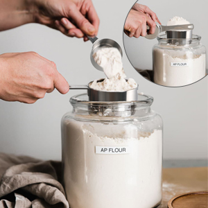 16 Pcs Stainless Steel Measuring Cups and Measuring Spoons Set, Heavy Duty Metal Measuring Cups and Scoops for Kitchen Cooking Baking Includes 5 Cups, 6 Tbsp Tsp Spoons & 5 Mini Spoons(BLK)