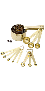 16 Pcs Stainless Steel Measuring Cups and Measuring Spoons Set, Heavy Duty Metal Measuring Cups and Scoops for Kitchen Cooking Baking Includes 5 Cups, 6 Tbsp Tsp Spoons & 5 Mini Spoons(BLK)