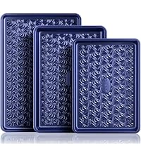 HONGBAKE Baking Sheet Pan Set of 3, Cookie Sheets for Oven, Nonstick Half/Quarter/Jelly Roll Pans with Diamond Texture Pattern, 0.8mm Thick Heavy Duty Cookie Tray, Champagne Gold