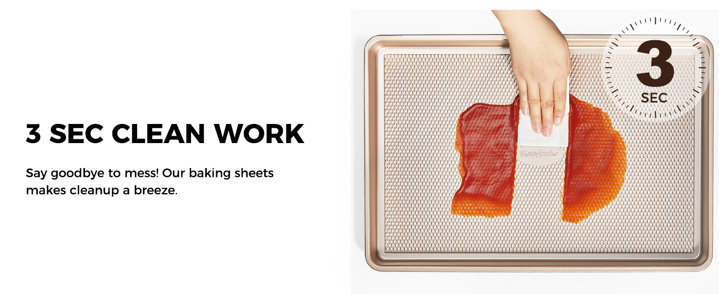 HONGBAKE Baking Sheet Pan Set of 3, Cookie Sheets for Oven, Nonstick Half/Quarter/Jelly Roll Pans with Diamond Texture Pattern, 0.8mm Thick Heavy Duty Cookie Tray, Champagne Gold