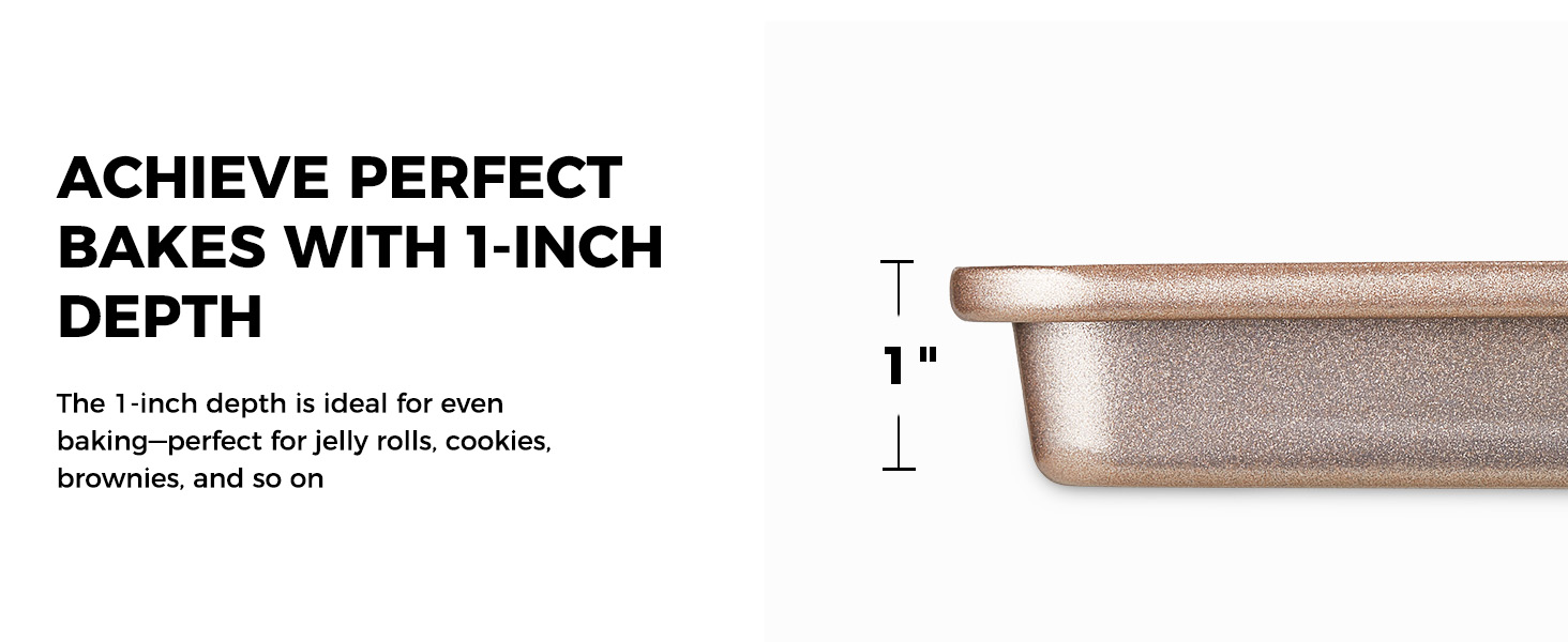 HONGBAKE Baking Sheet Pan Set of 3, Cookie Sheets for Oven, Nonstick Half/Quarter/Jelly Roll Pans with Diamond Texture Pattern, 0.8mm Thick Heavy Duty Cookie Tray, Champagne Gold