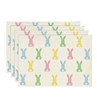 Artoid Mode Buffalo Plaid Bunny Rabbit Ears Flower Easter Placemats for Dining Table, 12 x 18 Inch Spring Summer Seasonal Holiday Rustic Vintage Washable Table Mats Set of 4