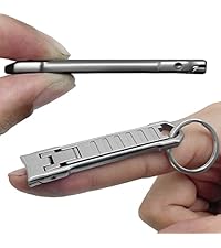 Nail Clippers for Natural Finger Nails Ultra Thin Mini Travel Portable Folding Wide Jaw Cutter with Glass Nail File Curved Trimmer for Fingernail Toenail, with Keychain(X021DB-S)