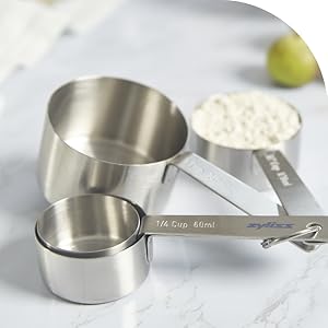 Zyliss Premium Stainless Steel Measuring Cups - Stainless Steel Measuring Cup Set - Dry Ingredient Nesting Measuring Cups - Premium Bakeware & Kitchen Tools - 4 Piece