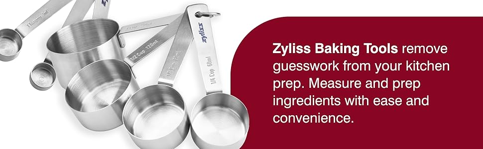 Zyliss Premium Stainless Steel Measuring Cups - Stainless Steel Measuring Cup Set - Dry Ingredient Nesting Measuring Cups - Premium Bakeware & Kitchen Tools - 4 Piece