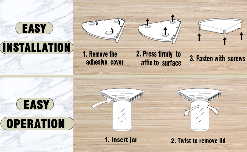 Upgraded Stainless Steel Jar Opener for Seniors, Under Cabinet Jar Openers for Weak Hands, Jar Lid & Bottle Cap Opener Tool, Under Counter Can Opener, One Handed Jar opener