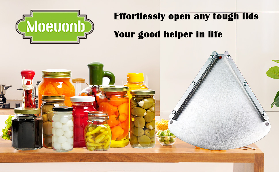 Upgraded Stainless Steel Jar Opener for Seniors, Under Cabinet Jar Openers for Weak Hands, Jar Lid & Bottle Cap Opener Tool, Under Counter Can Opener, One Handed Jar opener