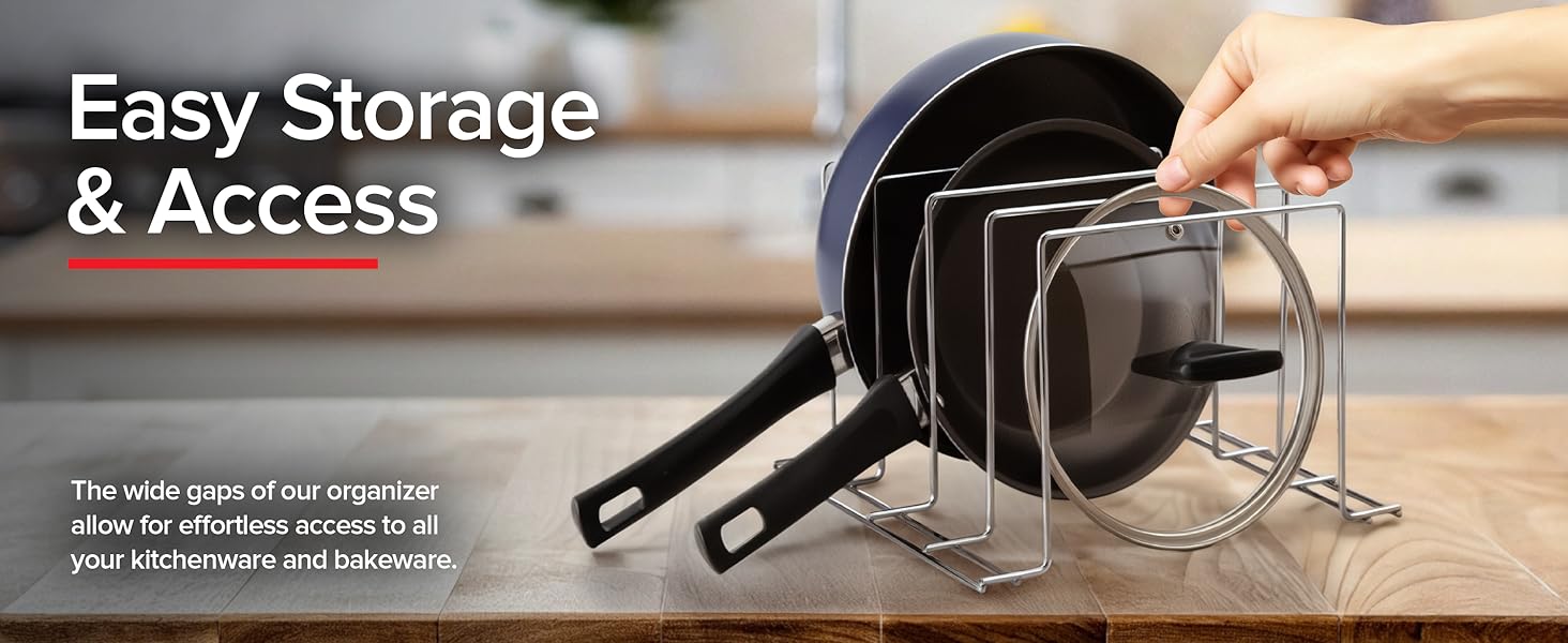 Stock Your Home Kitchen Cabinet Organizer, Chrome (2 Pack) Steel Baking Sheet Holder with 4 Slots for Cabinet, Bakeware Organizer, Divider for Cutting Boards, Pot Lids, Pan Lids, Cookie Sheets