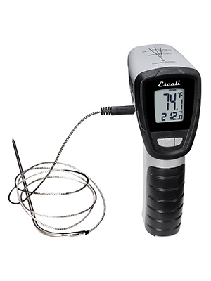 Escali Infrared Surface and Probe Digital Thermometer 40-inches Plug-in Probe, Two-in-One Adjustable Temperature Alert