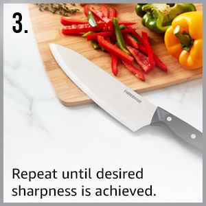 Farberware 3-Stage Knife Sharpener – Manual Kitchen Knife Sharpener with Diamond, Tungsten & Ceramic Sharpening Slots, Non-Slip Base, Ergonomic Handle, Handheld Knife Sharpening Tool, Black