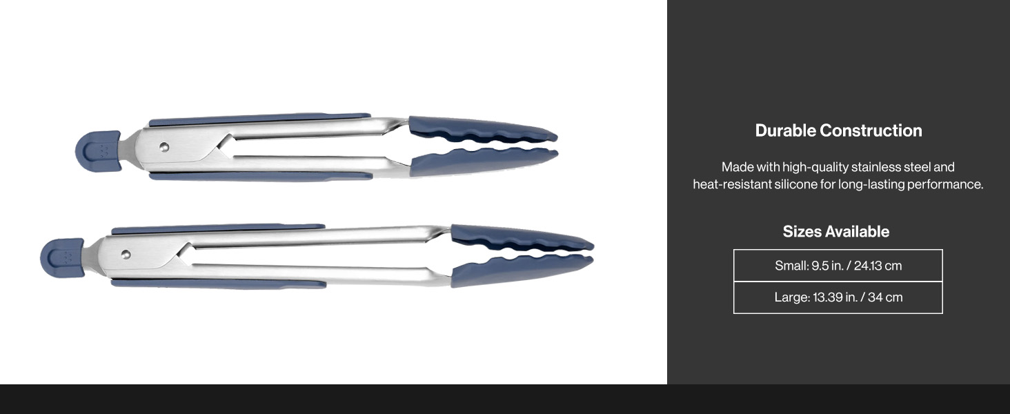 Misen Kitchen Tongs - Dishwasher Safe, Heavy Duty - Precision Silicone-Tipped Grilling Tool - Heat Resistant, Nonstick Safe - Perfect for Serving and Air Frying- 13 Inch | Blue