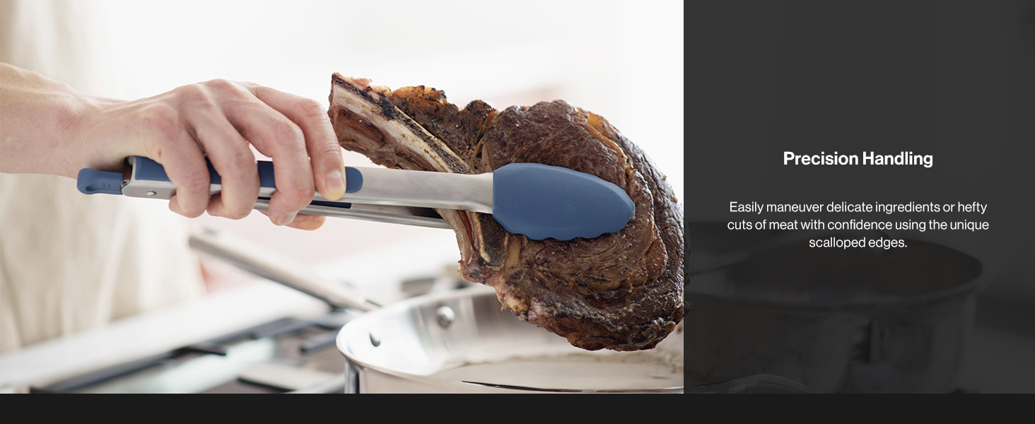 Misen Kitchen Tongs - Dishwasher Safe, Heavy Duty - Precision Silicone-Tipped Grilling Tool - Heat Resistant, Nonstick Safe - Perfect for Serving and Air Frying- 13 Inch | Blue