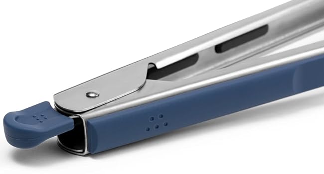 Misen Kitchen Tongs - Dishwasher Safe, Heavy Duty - Precision Silicone-Tipped Grilling Tool - Heat Resistant, Nonstick Safe - Perfect for Serving and Air Frying- 13 Inch | Blue