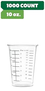 GUSTO 10 oz Clear Plastic Measuring Cups [25 Count] Disposable Multipurpose Cups for Baking, Cooking, Resin & Mixing (Formerly Comfy Package)