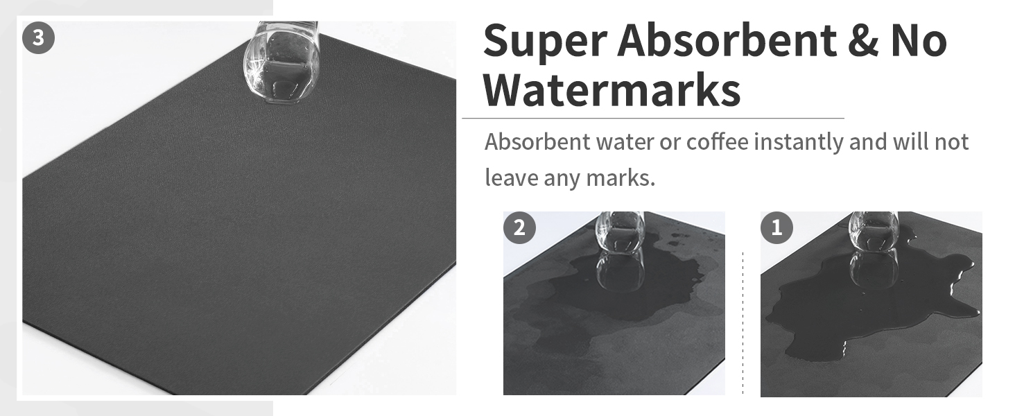 AMOAMI Coffee Mat - Hide Stain Rubber Backed Absorbent Dish Drying Mat for Kitchen Counter - Fits Under Coffee Maker or Machine