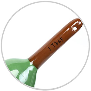 5 Pieces Measuring Spoons Set/Ceramics Spoons and Measuring Base Cup/for Dry and Liquid Ingredient, Cute Cactus Shape (Solid color base)