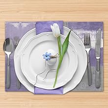 Modern Art Placemats Set of 4 Blue and Grey Abstract Painting Place Mats Washable Linen Placemat for Kitchen Dining Table Home Party Dinner Decor 18x12 Inches