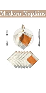 Modern Art Placemats Set of 4 Blue and Grey Abstract Painting Place Mats Washable Linen Placemat for Kitchen Dining Table Home Party Dinner Decor 18x12 Inches