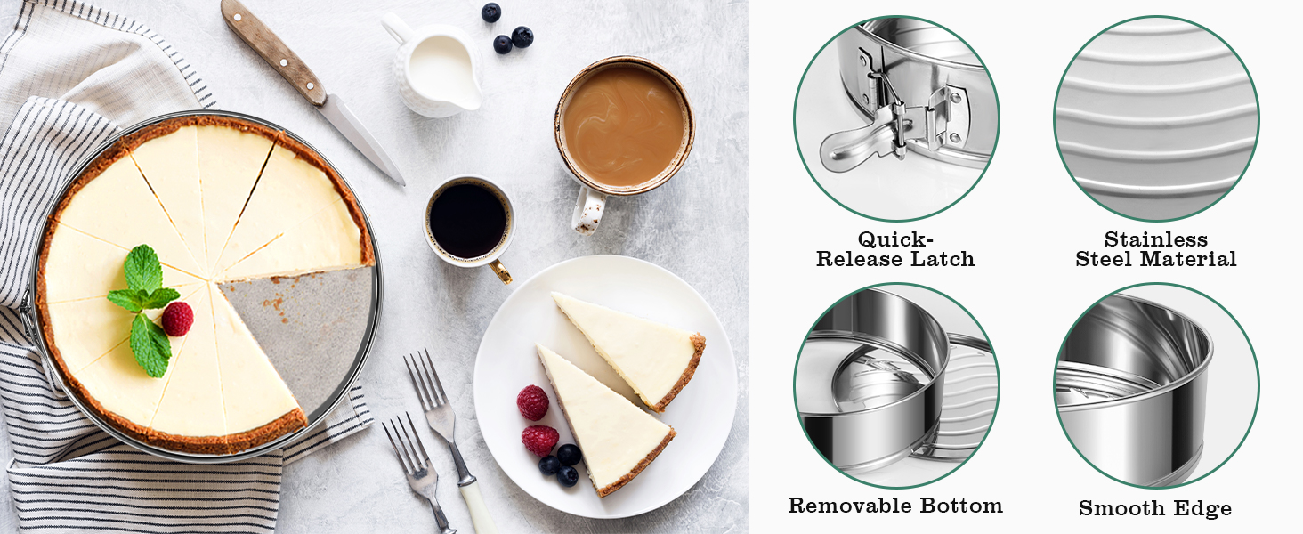 9 Inch Springform Cake Pan, 304 Stainless Steel Springform Pans, Leakproof & Nonstick Cheesecake Pan with Removable Bottom, Round Spring Form Cake Pan For Baking