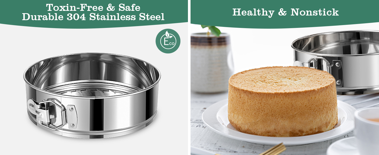 9 Inch Springform Cake Pan, 304 Stainless Steel Springform Pans, Leakproof & Nonstick Cheesecake Pan with Removable Bottom, Round Spring Form Cake Pan For Baking