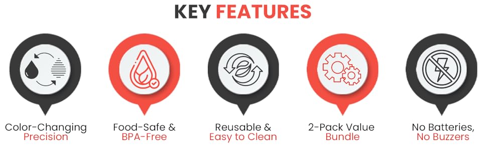 Iconikal Egg Timer 2-Pack, BPA Free Color Changing for Soft or Hard Boiled Eggs