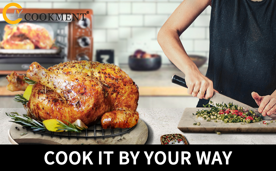 JY COOKMENT Cooling Roasting Rack with Integrated Feet, Enameled Coating, PTFE Free, Great for Cooking, Drying, Grilling, Dishwasher Safe (10inch*6.5inch)