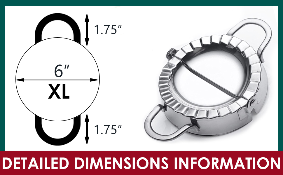 KAYCROWN Stainless Steel Empanada Press Ravioli Mold Pierogi Dumpling Maker Wrapper Pastry Dough Cutter Kitchen Accessories (XL: 6 inch)