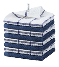 Nialnant 6 Pack Kitchen Towels and Dishcloths Sets,100% Cotton Soft Absorbent Quick Drying Dish Towels for Kitchen,Washing Dishes,12x12 Inches, Multi Color