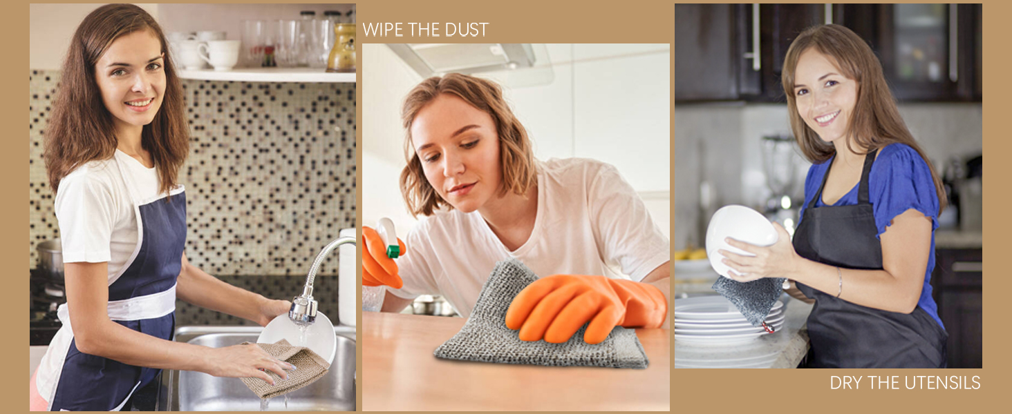 Nialnant 6 Pack Kitchen Towels and Dishcloths Sets,100% Cotton Soft Absorbent Quick Drying Dish Towels for Kitchen,Washing Dishes,12x12 Inches, Multi Color