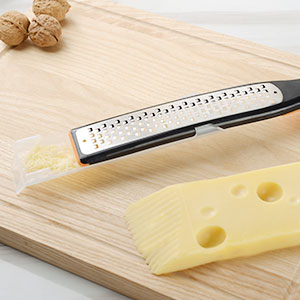 Cohesion Etched Zester & Grater Set of 2 - Kitchen Zester Tool for Lemon, Cheese, Garlic, Ginger, Nutmeg, Chocolate, Fruits, Vegetables - Sharp Premium Stainless Steel Blade with Protective Cover