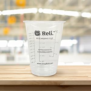 Reli. (120 Pcs) 8 oz Paint Mixing Cup/Resin Mixing | Disposable Measuring Cups | Clear Plastic Measure | Use for Paint, Epoxy Resin, Pigments