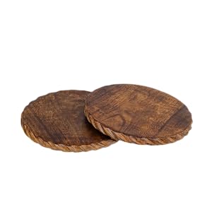 Wooden Trivets for Hot Dishes, Pots, Teapot and Pans (Set of 2) | 8'' Round Wood Dining Decorative Trivets, Kitchen Countertop Decor for Table, Christmas Thanksgiving Large Coasters Designer Edge