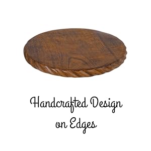 Wooden Trivets for Hot Dishes, Pots, Teapot and Pans (Set of 2) | 8'' Round Wood Dining Decorative Trivets, Kitchen Countertop Decor for Table, Christmas Thanksgiving Large Coasters Designer Edge