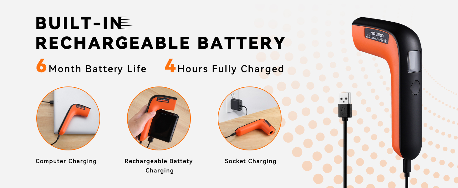 Rechargeable Infrared Thermometer Gun for Cooking -58℉~1022℉| INKBIRD Colorful Display Digital Laser Temperature Gun for Pizza Oven Grill Kitchen Home Repairs with Max Measure, ℉ Only (NOT for Human)