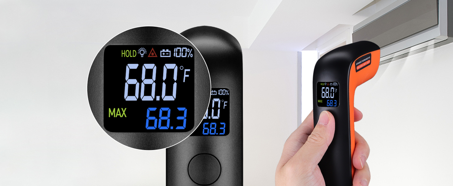 Rechargeable Infrared Thermometer Gun for Cooking -58℉~1022℉| INKBIRD Colorful Display Digital Laser Temperature Gun for Pizza Oven Grill Kitchen Home Repairs with Max Measure, ℉ Only (NOT for Human)