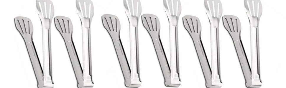 Serving Tong Kitchen Tongs,Buffet Tongs, Stainless Steel Food Tong Serving Tong,small tongs 6 Pack (7 Inch)