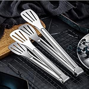 Serving Tong Kitchen Tongs,Buffet Tongs, Stainless Steel Food Tong Serving Tong,small tongs 6 Pack (7 Inch)