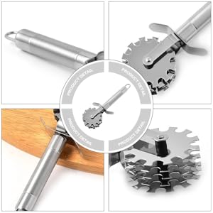 Stainless Steel 5-Wheel Meat Tenderizer Roller for Efficient Steak Chicken Pork Tenderizing Kitchen Tool 7.6 Inch Meat Flattener